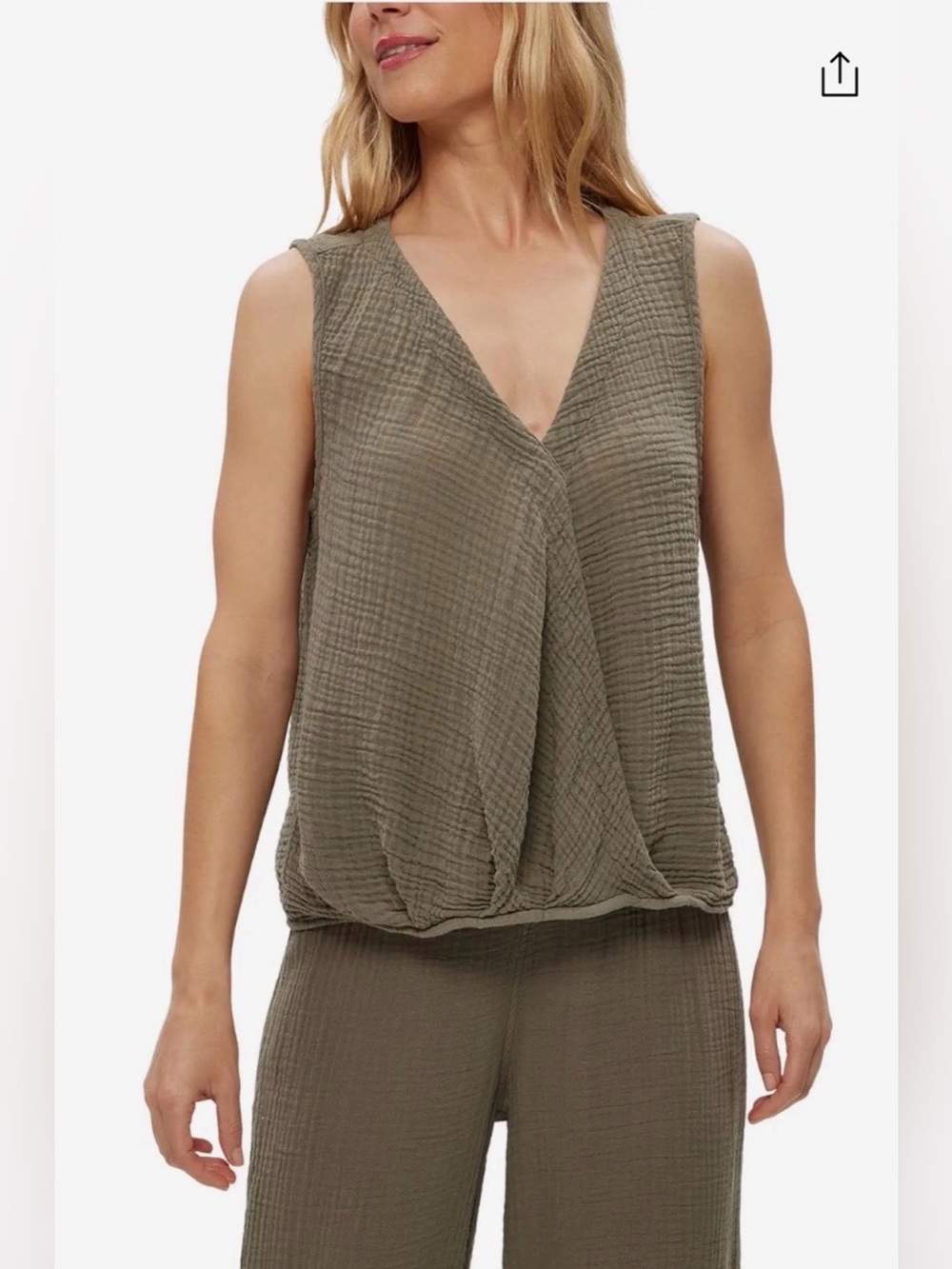 Michel Stars Kate Surplice Tank in Brown Beachy Resort , XS